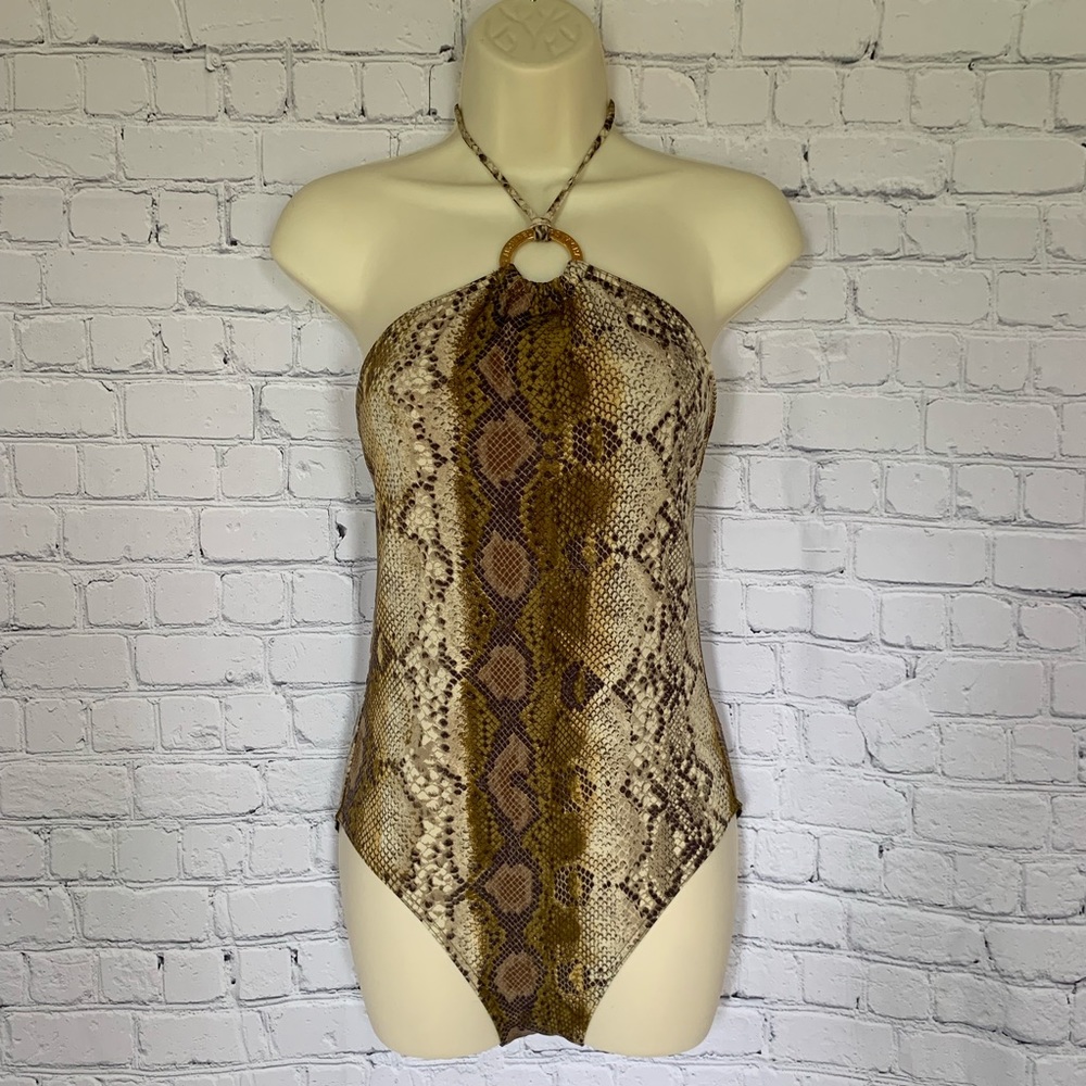 Michael Kors Printed Logo Ring Swimsuit NWOT